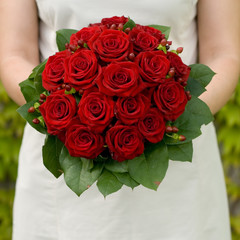 Red roses wedding bunch
