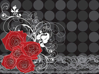 valentine red roses and lace