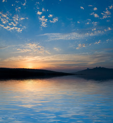 Sundown in mountain and the sky view