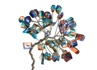 Handmade tree from jewelry stones made from glass 