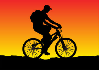 Obraz na płótnie Canvas illustration of a sunset bicycle