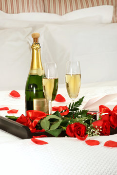 Romantic evening with champagne for Valentine's Day