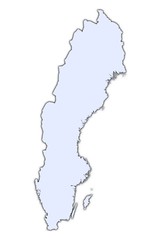Sweden light blue map with shadow