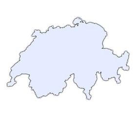 Switzerland light blue map with shadow