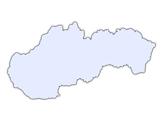 Slovakia light blue map with shadow