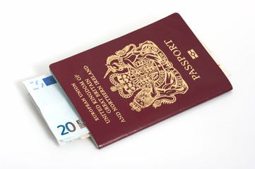 passport and euro