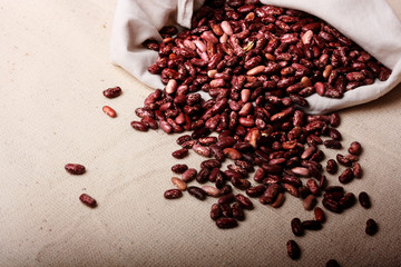 Haricot beans on canvas