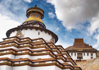 Ancient stupa Kumbum in Pelkhor Chode monastery. Gyantse, Tibet.