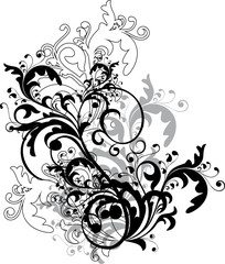 monochrome floral ornament - vector