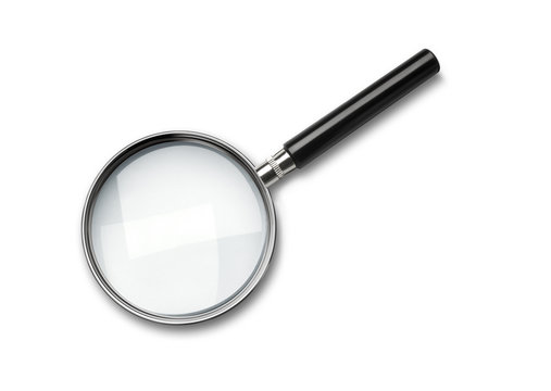 A simple magnifying glass over white background