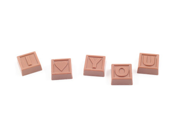 Obraz premium chocolates - I love you - isolated on white perfect as a gift