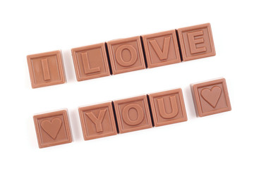 chocolates - I love you - isolated on white perfect as a gift