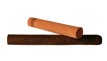 The Cuban cigar it is isolated on a white background