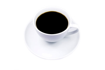 Black coffee cup isolated on white.