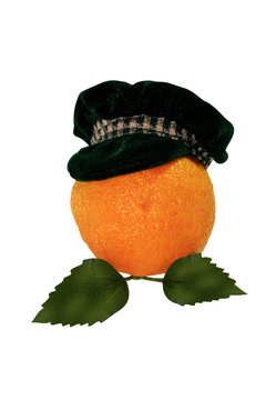 orange in male hat