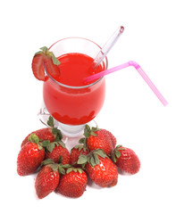 fresh strawberry drink on the white background