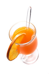 fresh orange drink on the white background