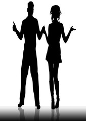 Young couple silhouette