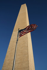 flag and Washington monument