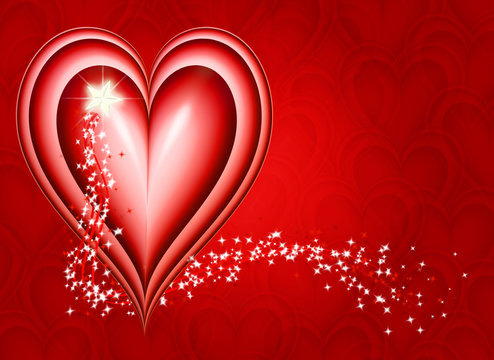 wishing for you with a big red heart with a shiny star