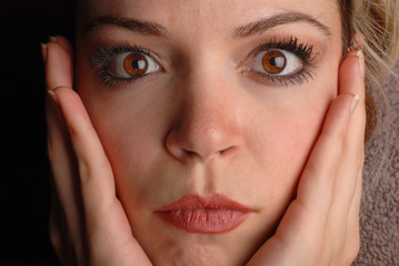 sexy woman had a surprised facial expression on her face.