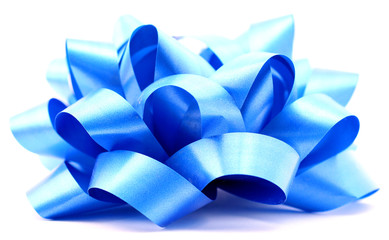 holiday season ribbon bow gift decoration in blue