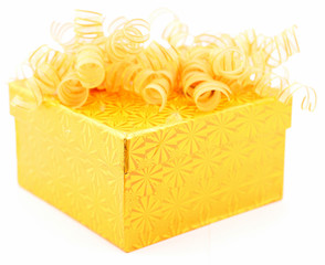isolated and shinny yellow fun gift box isolated