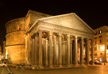 Pantheon, Roma notturna, Italia - obrazy, fototapety, plakaty