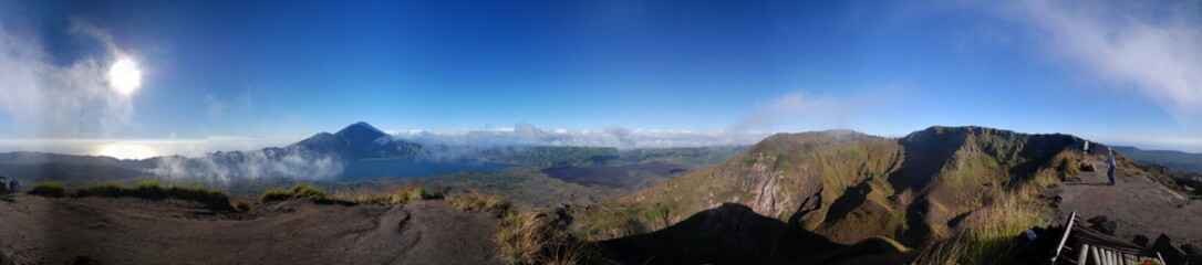 Mountain panorama at sunrise in Bali, Indonesia