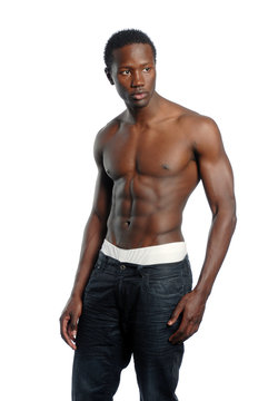 African American Male With Bare Chest