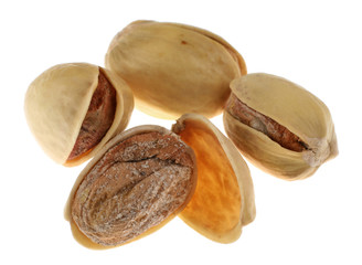 Pistachio nut group isolated on white background
