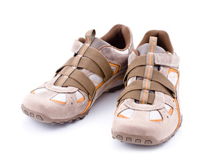 new sneakers on the white background