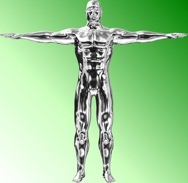 Silberne Body-Building Statue