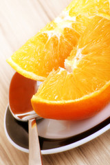 some oranges and a soon on a plate