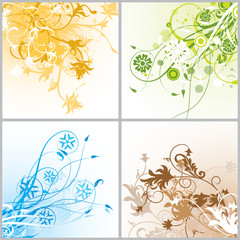 Grunge floral backgrounds, vector illustration 