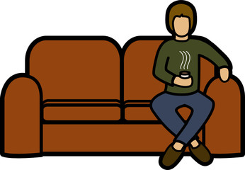 Man Sitting On Sofa With Drink