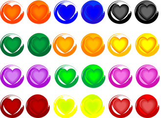 Colorful heart buttons