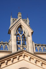 Fototapeta premium espadaña con campanas en el convento de las adoratrices. badajoz