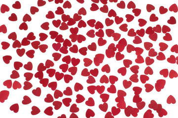 Many red hearts on white background isolated