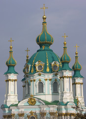 Fototapeta na wymiar St. Andrew's Church Kiev Ukraine from the Park