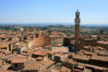 Siena, Torre del Mangia - obrazy, fototapety, plakaty