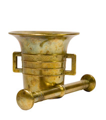 Old brass mortar