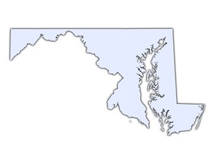 Maryland (USA) light blue map with shadow