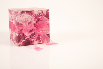 Floral Gift box with cerise pink ribbon