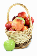 Fall apples assorts in basket.