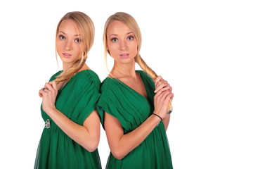 Twin girs back-to-back