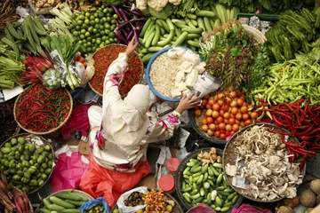 Deurstickers vegetable market © simon gurney