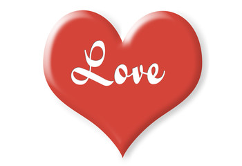 Two dimension love red heart isolted on white