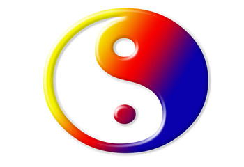 Ying Yang sign with colors isolated on white