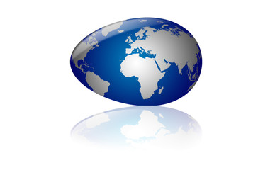 Blue Ei als ERDE mit spiegelung